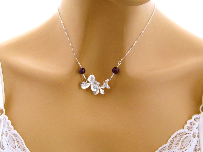 Orchid Flower Necklace Bridesmaid Orchid Necklace Art Etsy