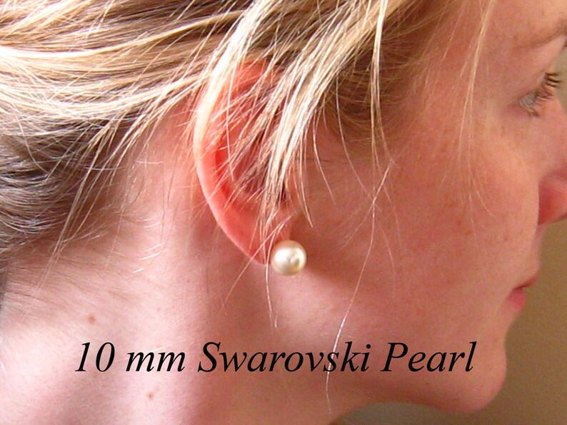 Pearl Stud Earrings,14 Carat Gold Filled 10 mm Large Pearl Earrings, Sweet 16, Pearl Ear Studs, Wedding Jewelry, Bridesmaids Gifts image 3