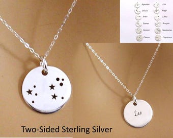 Silver Zodiac Necklace/Sterling Silver Constellation Necklace/Zodiac Jewelry/Zodiac Gift/Constellation Jewelry Gift/ Personalized Gift Her