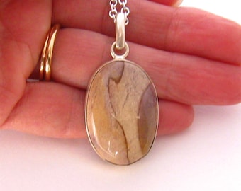 Brown Stone Necklace, Earthtone Jewelry, Natural Jasper Pendant Necklace, Unique Stone Jewelry,  Earth Tones