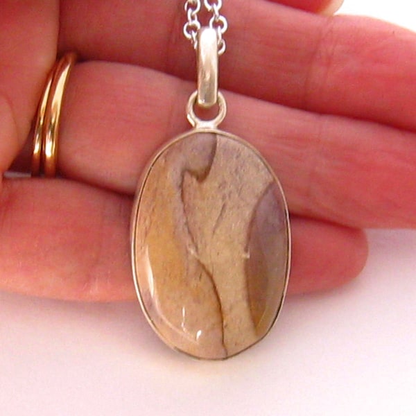 Brown Stone Necklace, Earthtone Jewelry, Natural Jasper Pendant Necklace, Unique Stone Jewelry,  Earth Tones