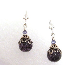 Purple Stone Earrings, Purple Earrings, Stone Purple Earrings, Purple Victorian Earrings, Purple Jewelry, Gift for Her