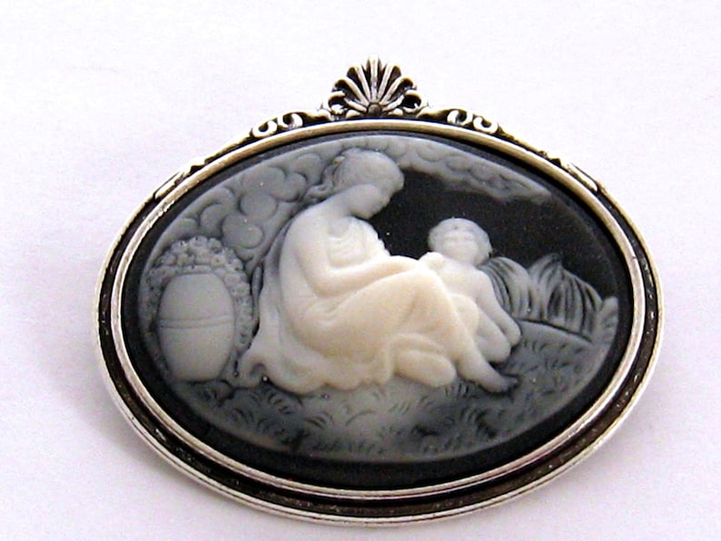 Mother and Child Pin Mother Child Cameo New Mom Jewelry Gift Mother and Child Brooch