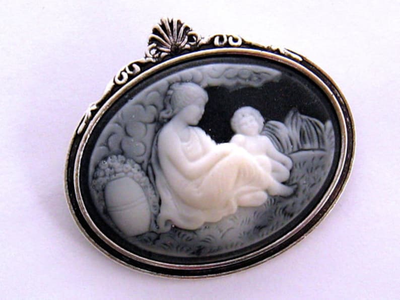Mother and Child Pin Mother Child Cameo New Mom Jewelry Gift Mother and Child Brooch