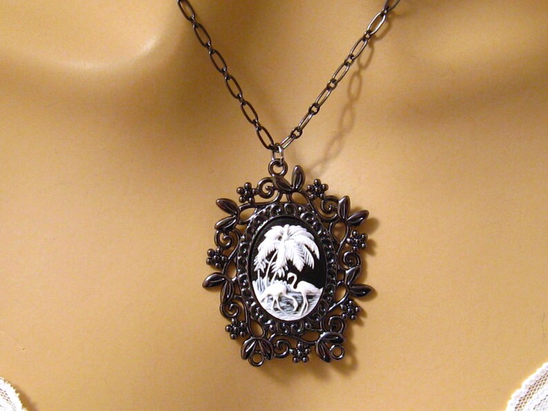 Flamingo Cameo Necklace, Flamingo Gift, Flamingo Jewelry Gift, Jewelry Flamingo, Necklace Flamingo image 5