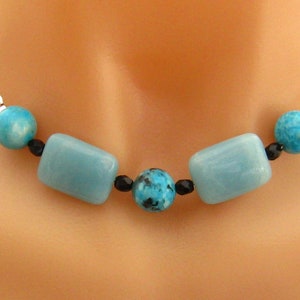 Blue Stone Necklace, Blue Stone Jewelry, Blue Amazonite Stone Necklace 