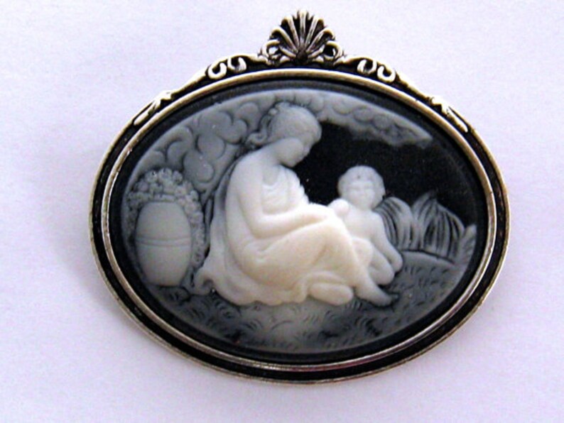 Mother and Child Pin Mother Child Cameo New Mom Jewelry Gift Mother and Child Brooch