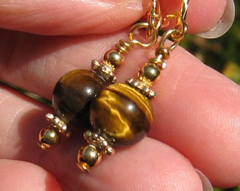 Tiger Eye Earrings, Brown Tigers Eye Earrings