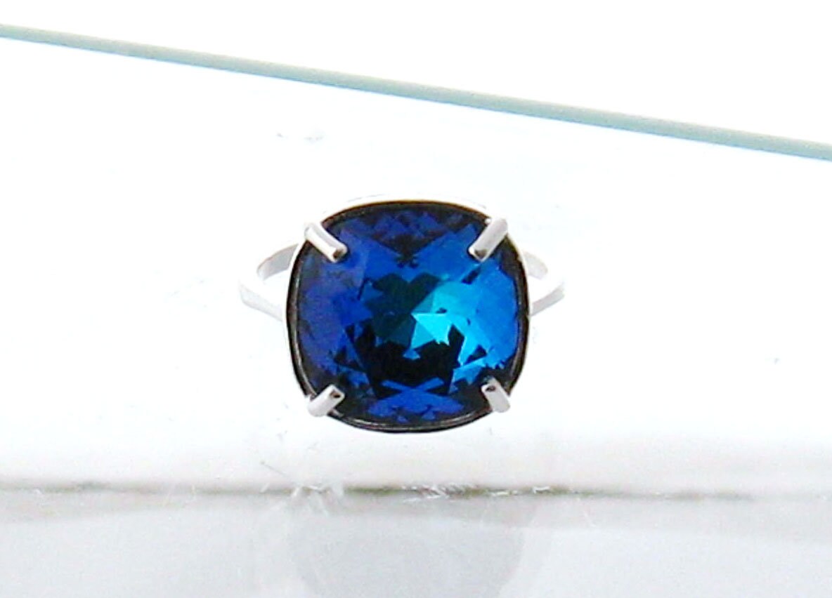 Blue Adjustable Rings, Choose Color, Sparkly Crystal Cocktail Rings ...