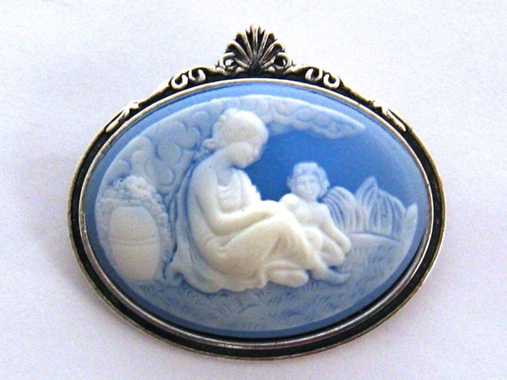 Mother and Child Pin Mother Child Cameo New Mom Jewelry Gift Mother and Child Brooch