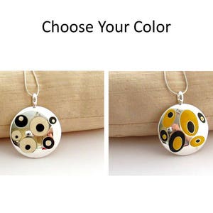 Black & White Necklace, Art Deco Jewelry, Abstract Polka Dot Pendant Necklace, Black Necklace, Black Jewelry, White Necklace, Black