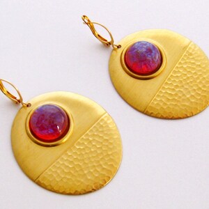 Large Gold Statement Earrings, Big Gold Dangle Earrings, Gold Textured Earrings, Geometric Statement Earrings