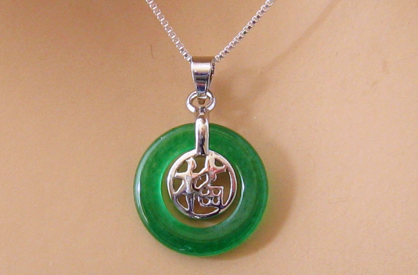Good Luck Charm Jade Jewelry Green Jade Necklace Sterling Etsy