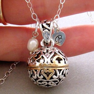 Prayer Box Necklace, Secret Compartment Locket Necklace, Hearts and Cross Personalized Prayer Box Necklace, Sterling Fill Chain Round