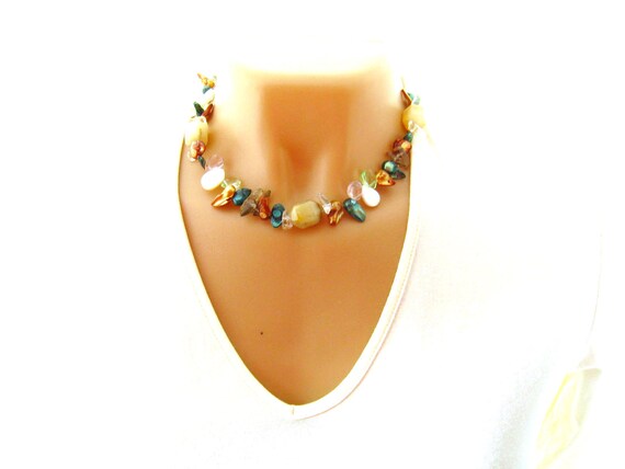 Multicolor Freshwater Pearl Necklace with Mother … - image 3