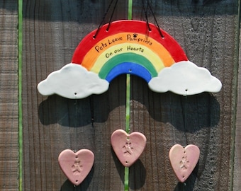 Rainbow Bridge Wind Chime, pet memorial wind chime, Pets leave pawprints on our hearts, dog memorial chime, cat memorial chime, pet loss