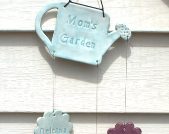 Mom's Garden Family Chime, Babcia's Garden, Grandmother Gift, Gift for Mom, Handmade Ceramic Chime, Garden Decor, Yard Art