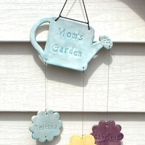 Mom's Garden Family Chime, Babcia's Garden, Grandmother Gift, Gift for Mom, Handmade Ceramic Chime, Garden Decor, Yard Art image 1