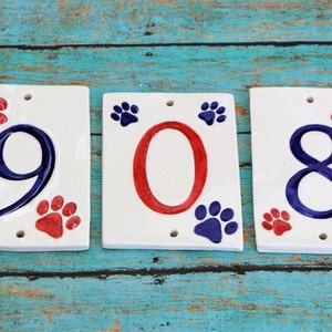 Handmade Ceramic Paw Print House Numbers, Paw House Numbers, Dog House Numbers, Cat Lover Numbers, Dog Numbers, Ceramic Numbers