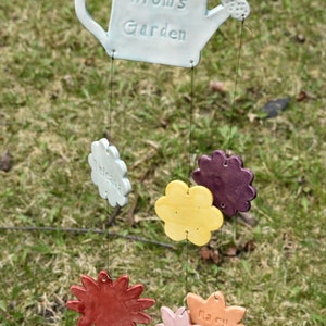 Mom's Garden Family Chime, Babcia's Garden, Grandmother Gift, Gift for Mom, Handmade Ceramic Chime, Garden Decor, Yard Art image 5
