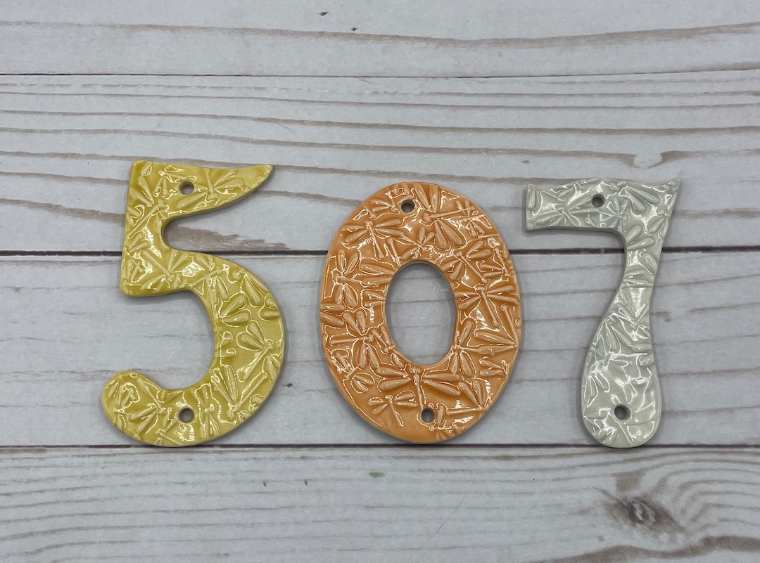 Handmade Ceramic Numbers, Dragonfly and Butterfly Numbers, Fun Address ...