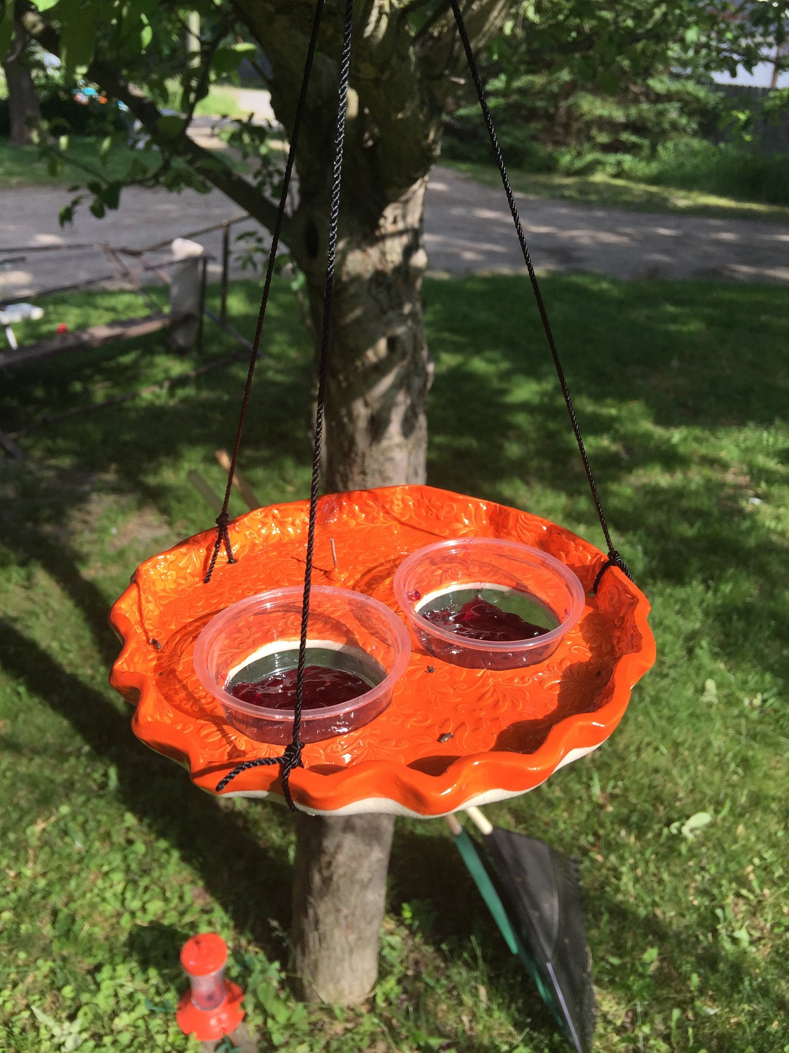 Oriole Feeder, Stoneware Oriole Jelly Feeder, Fruit and Jelly Bird