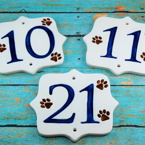 Ceramic Paw Print House Numbers, Paw House Numbers, Dog House Numbers, Cat Lover Numbers, Dog Numbers, Ceramic Numbers, Square Numbers