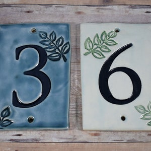 Handmade Ceramic Leaf House Numbers, Spring Leaf House Numbers, Leaf Address Numbers, Nature Lover Numbers, Door Number, Ceramic Numbers