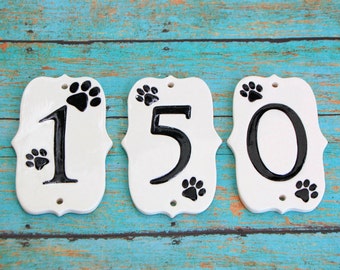 Handmade Ceramic Paw Print House Numbers, Paw House Numbers, Dog House Numbers, Cat Lover Numbers, Dog Numbers, Ceramic Numbers