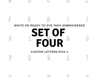 Iron On Letters and Numbers, CUSTOM PICK Your 4 Pieces, White Patch 100% Embroidered, Modern Sans Serif Font 2" tall or 4" tall