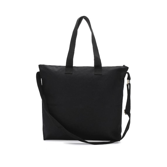Black canvas tote bag with zipper new arrivals
