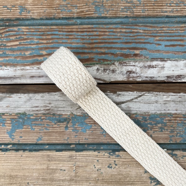 Cotton Webbing - 1" Medium Heavy Weight for Key Fobs, Purse Straps, Belting and Tote Bags Ships from Oakland, CA USA