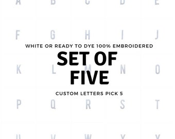 Iron On Letters and Numbers, CUSTOM PICK Your 5 Pieces, White Patch 100% Embroidered, Modern Sans Serif Font 2" tall or 4" tall