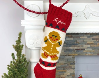Christmas Stocking Personalized Girls Mary Maxim Gingerbread Girl Custom Xmas Embroidered Monogrammed Sock