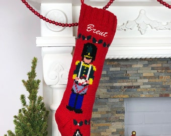 Knit Christmas Stocking Boys Custom Mary Maxim Embroidered Wool