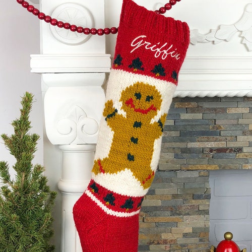 Christmas Stocking Knit Santa Mary Maxim Personalized Custom Etsy