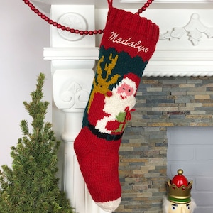 Christmas Stocking Personalized Wool Custom Monogrammed Embroidered Xmas Vintage Style Christmas Sock