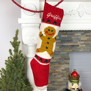 Personalized Knit Christmas Stocking Boys Custom Mary Maxim Embroidered