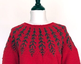 Pull de style islandais pour femmes Lopapeysa Tricot à la main Laine Rond Taille Jaune Moyen