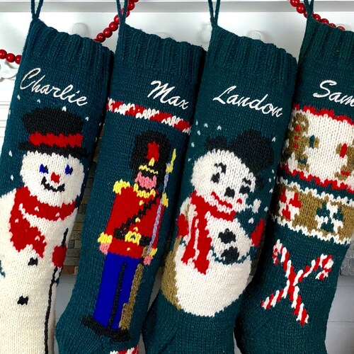 Christmas Stocking Knit Personalized Wool Mary Maxim Etsy