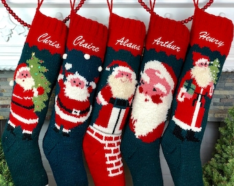 Personalized Christmas Stockings Knit Santa Wool Xmas Stockings