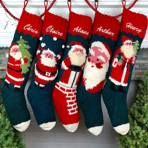 Personalized Christmas Stockings Knit Santa Wool Xmas Stockings