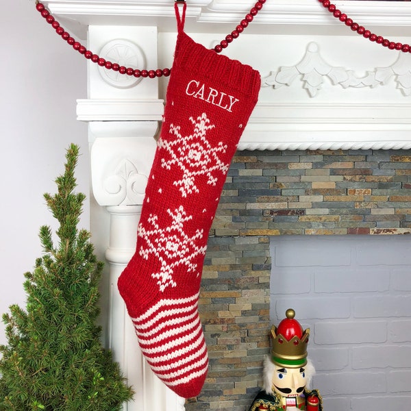 Personalized Christmas Stocking / Hand Knit Christmas Stocking