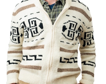 Hand Knit Wool Big Lebowski "The Dude" Cardigan - Cowichan Style