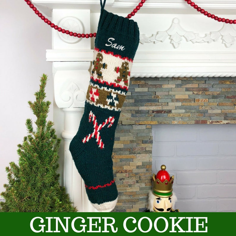 Christmas Stocking Personalized Hand Knit Wool Holiday Decor Personalised Xmas Sock image 5