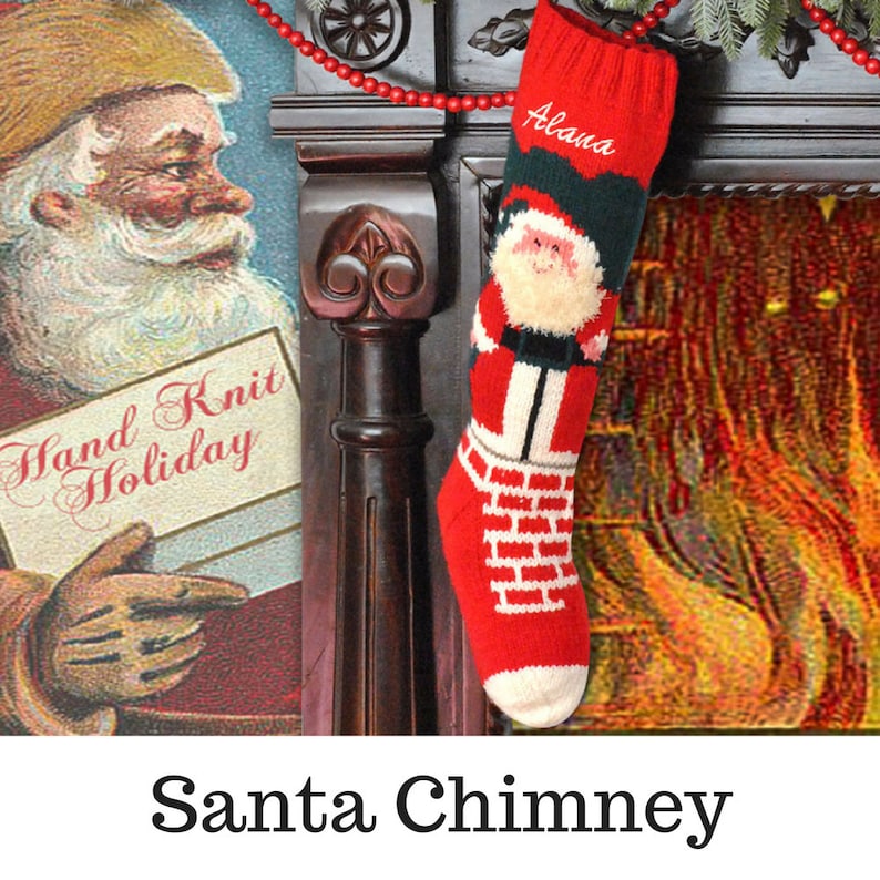 Personalized Knit Christmas Stocking: Hand Knit Wool Santa Sock