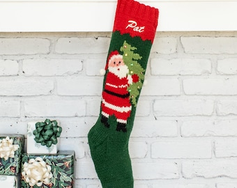 Personalized Knitted Wool Christmas Stocking: Vintage Style