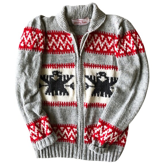 Cowichan Cardigan Sweater Hand Knit 