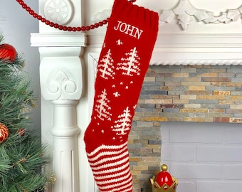 Personalized Christmas Stocking / Hand Knit Christmas Stocking