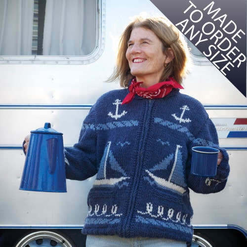 ジャケット・アウター andmary Mary knit cowichan navy ジャケット